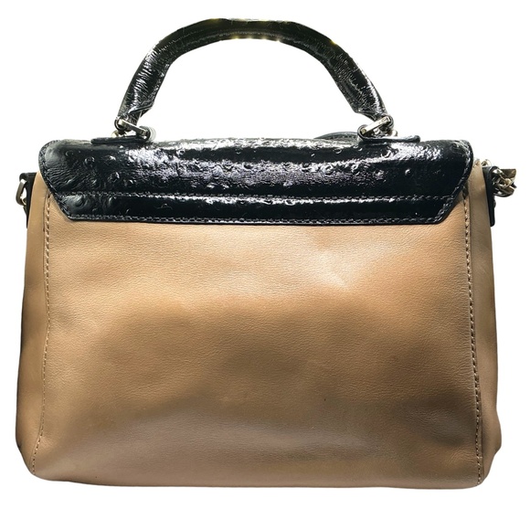 Vintage KATE SPADE New York Satchel Black Patent Leather Dune Brown Leather - Picture 2 of 5